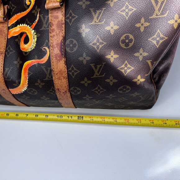 Custom Hand Painted Octopus Louis Vuitton VINTAGE Keepall 45 Signature LV Bag - Picture 11 of 16